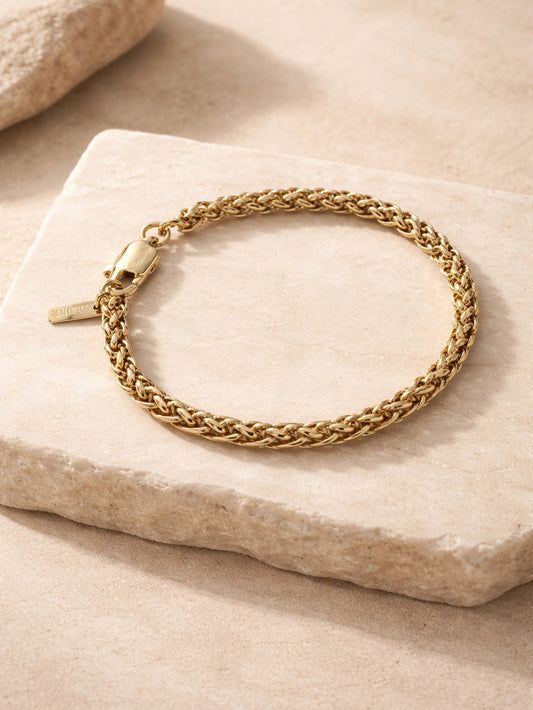Pulseira Masculina Malha Simples Dourada